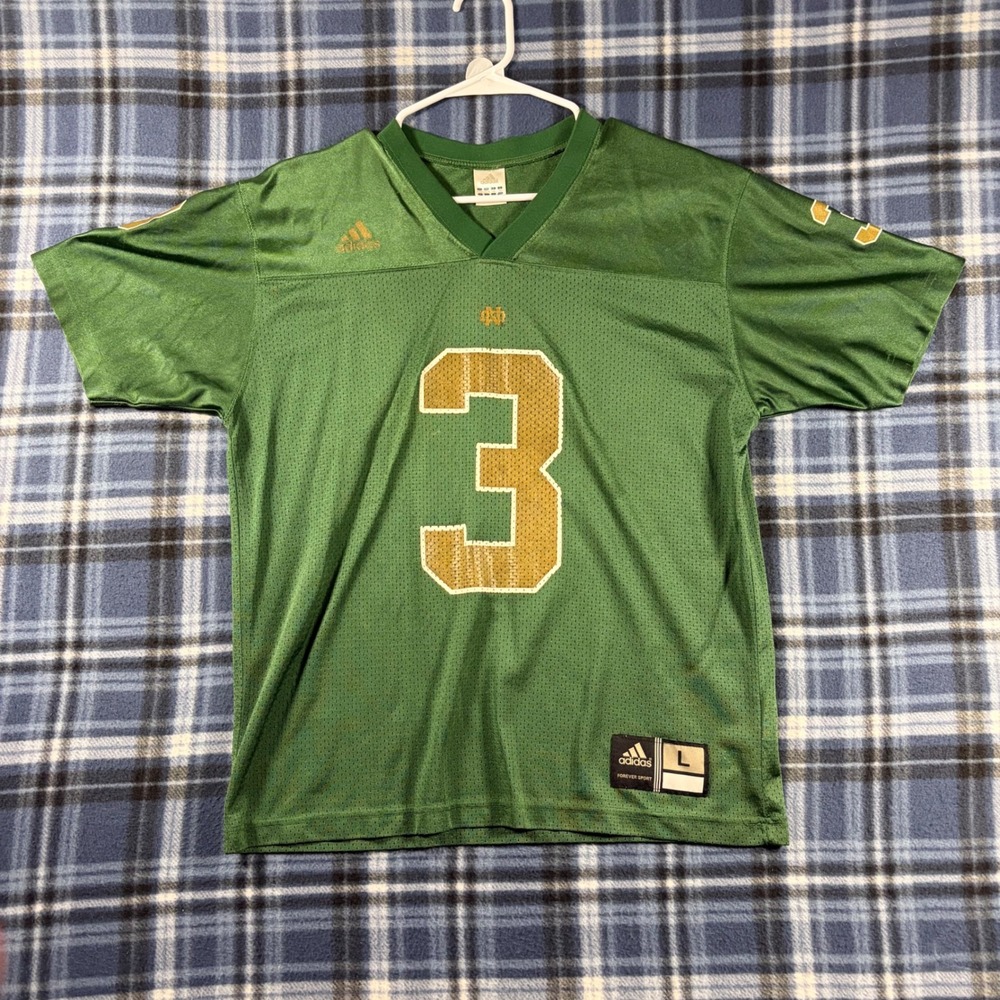 Adidas Notre Dame Fighting Irish Jersey Kids Large 14-16 Green Football #3